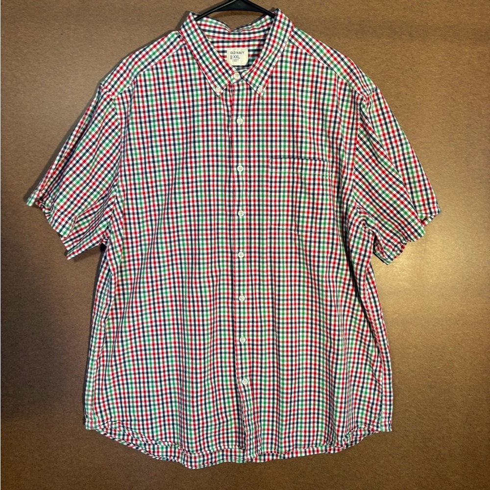 Old Navy XXL Multicolor Checkered Casual Short Sleeve Shirt